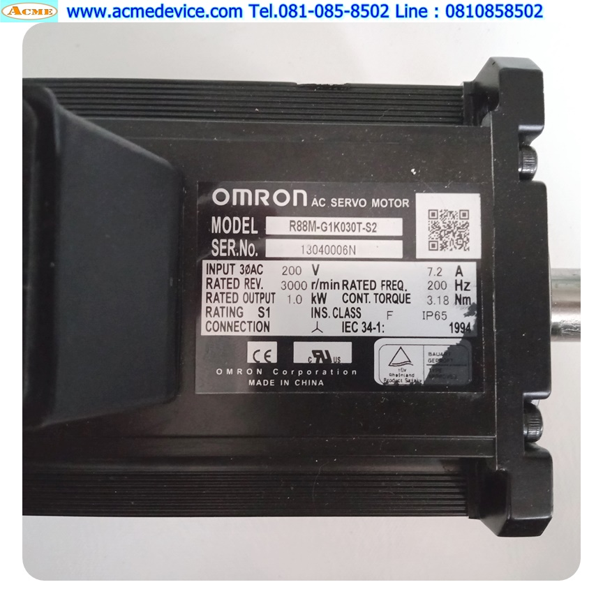 Servo Motor Omron รุ่น R88M-G1K030T-S2, 1kW