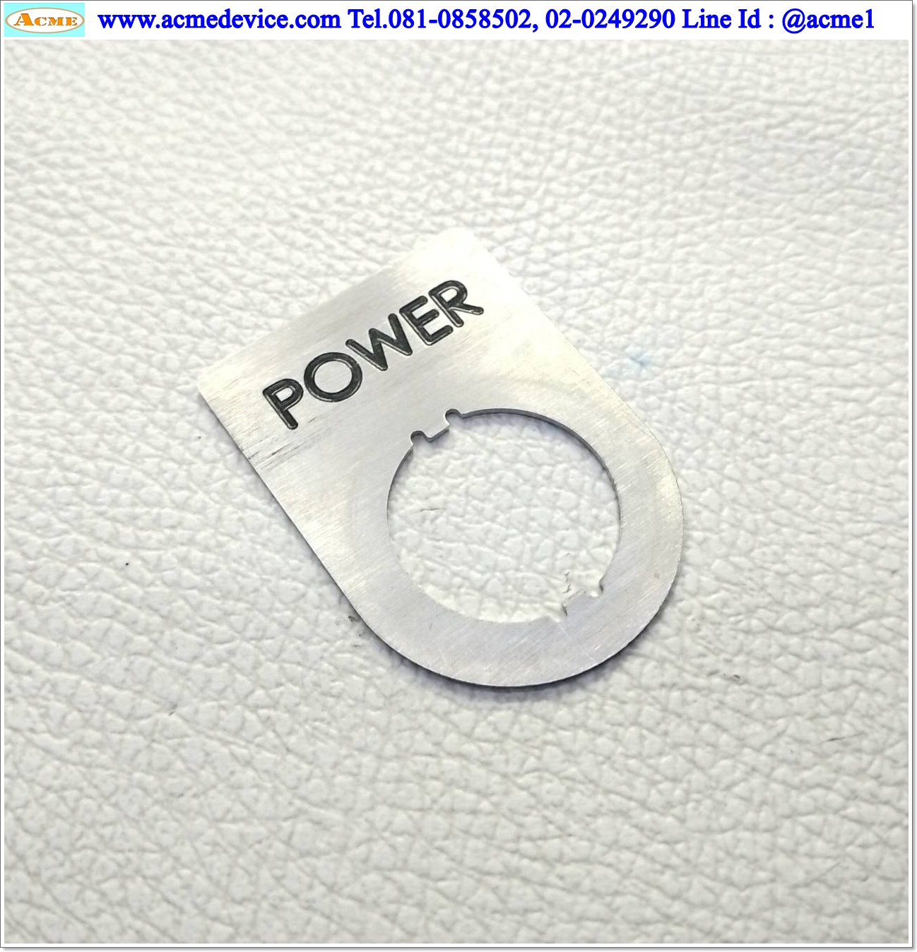 Name plate ตู้คอนโทรล POWER, Dai 22 mm. ขนาด 34 x 47 x 1.0 mm
