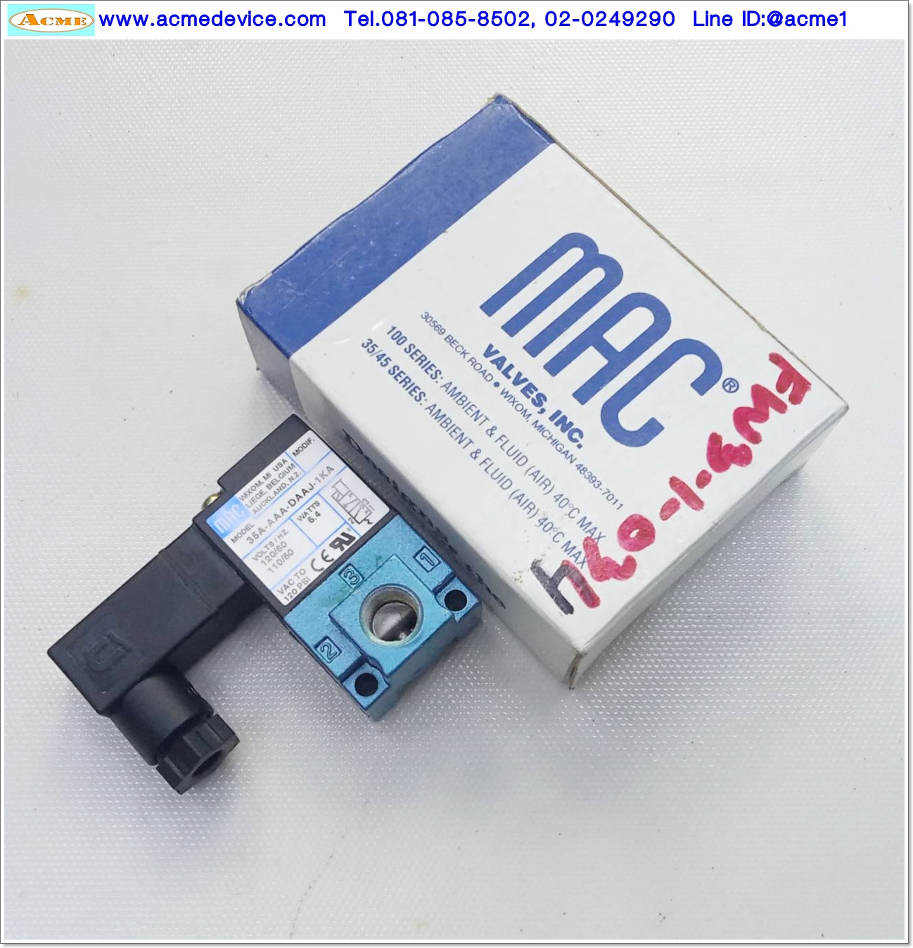Solenoid Valve MAC รุ่น 35A-AAA-DAAJ-1KA, 3/2, 110/120Vac