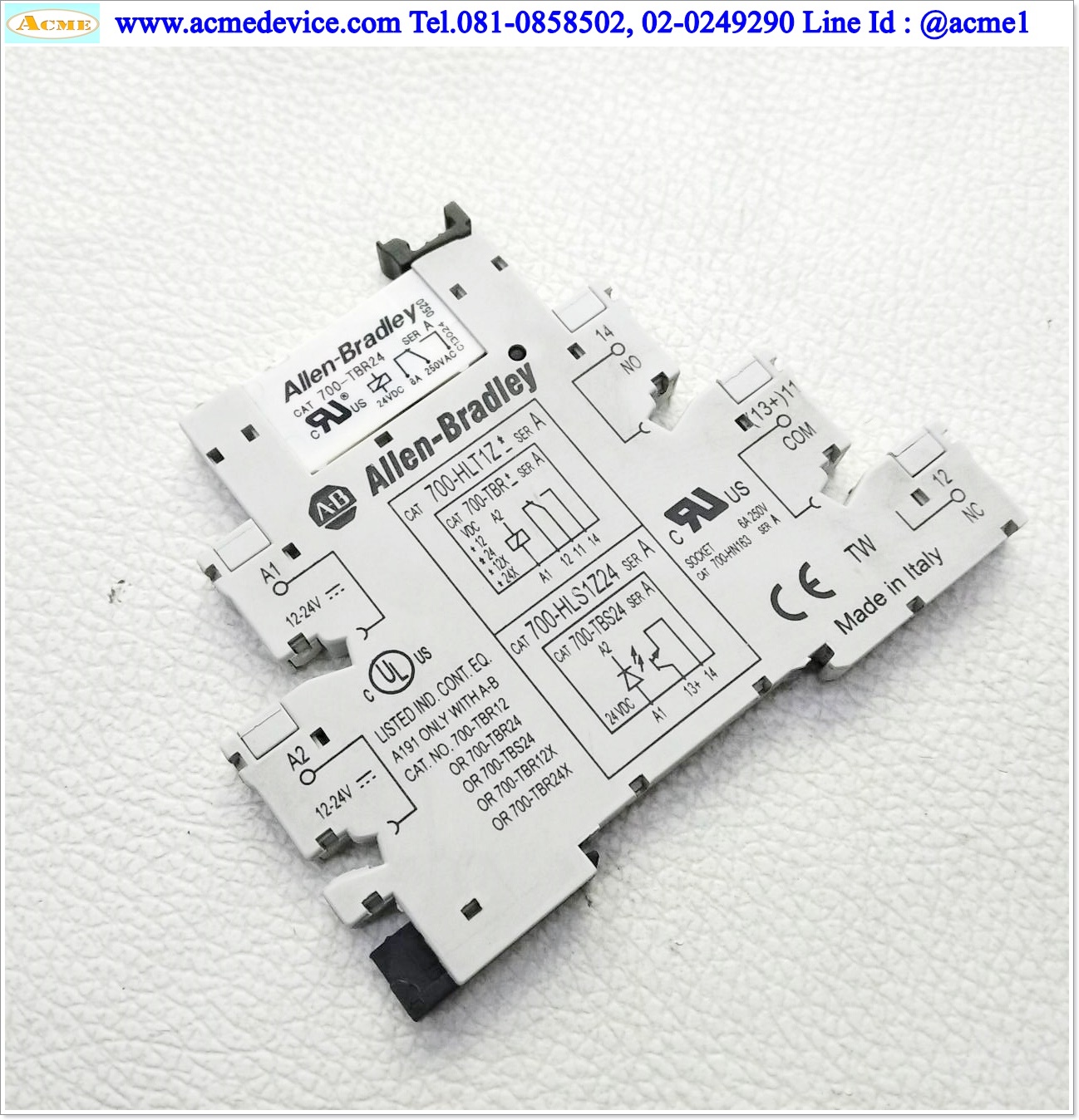 Relay Allen-Bradley รุ่น 700-TBR24 + Socket 700-HLT1Z, Coil 24Vdc, 6A