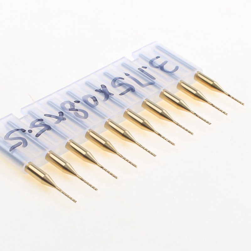 01ดอกกัด PCB เคลือบไทเทเนียม 0.8 mm 10 PCS Tungsten Carbide Router Tool, Milling Metal Bushing