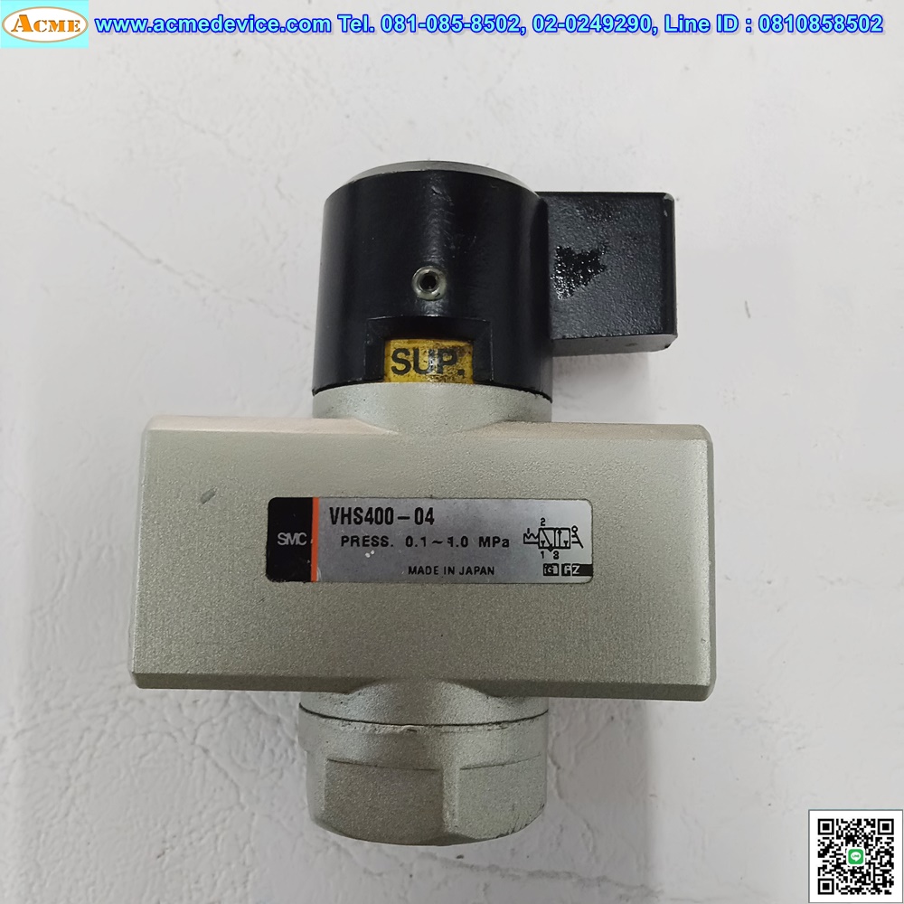 Hand Valve SMC รุ่น VHS400-04, 0.1-1MPa, วาล์วปล่อยความด้านค้าง 3 พอร์ต