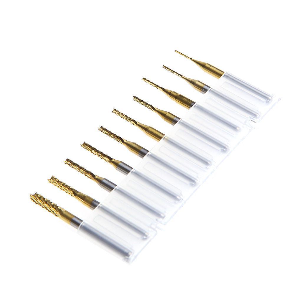 ชุดดอกกัด TITANIUM COAT ขนาด 0.8-3.0 mm CNC PCB mill 10 ดอก