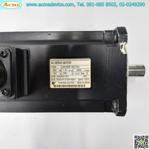 Servo Motor Yaskawa รุ่น USASEM-05CY23, 462W, 3000 r/min