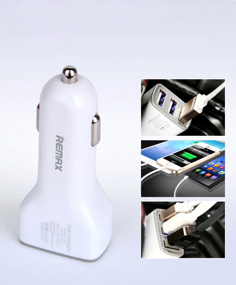ที่ชาร์จในรถ remax Car Charger 3.6A USB 3 Port สีขาว RCC-301