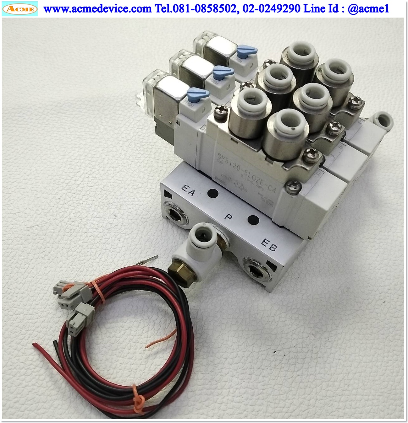 Solenoid Valve SMC รุ่น SY5120-5LOZE-C4 (3), 5/2, Coil 24 Vdc (สายลม 6 มม.)