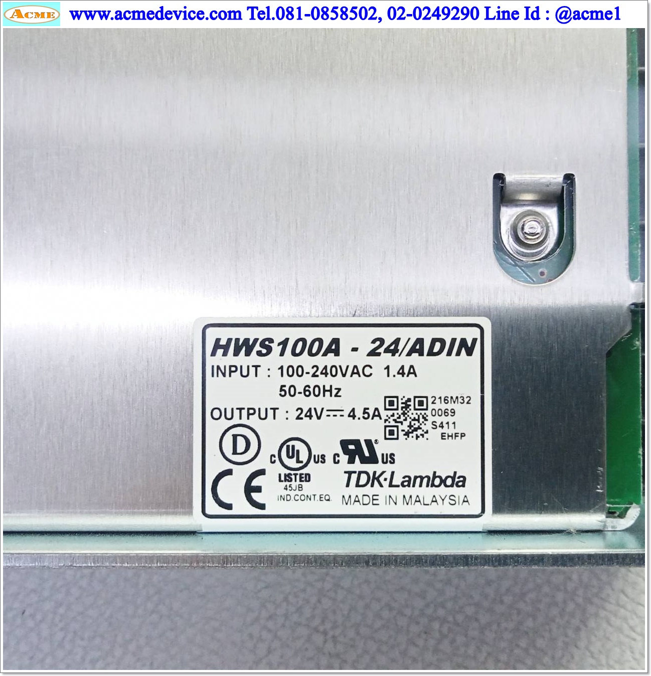 Power Supply TDK รุ่น HWS100A-24/ADIN, Output 24V, 4.5A, 108W