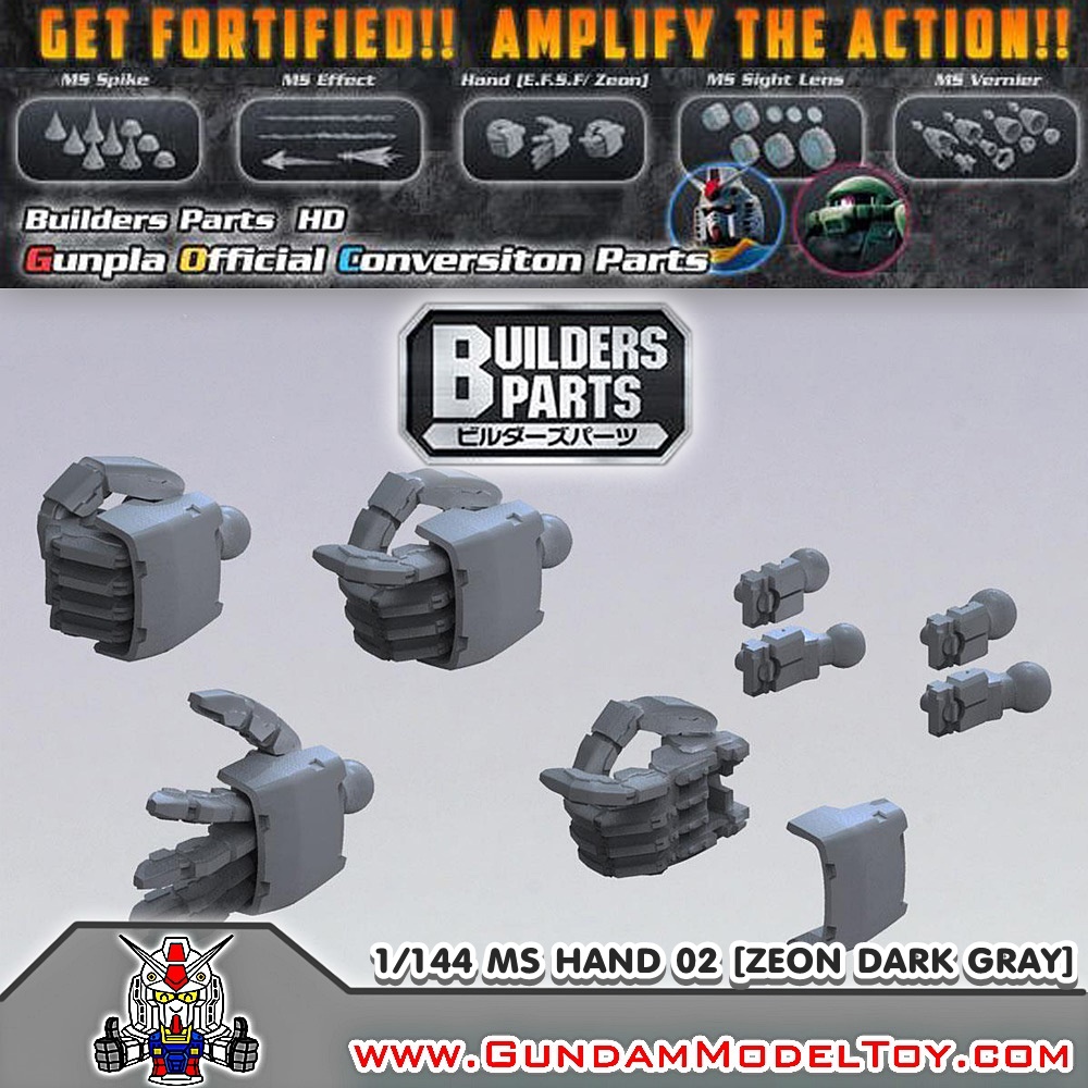 BUILDERS PARTS HD 1/144 MS HAND 02 [ZEON] DARK GRAY