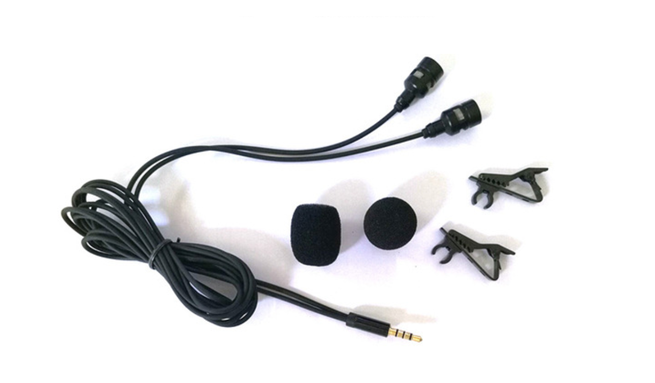 ไมค์โครโฟน 2 ตัวสำหรับพิธีกร 2คน ใช้สำหรับมือถือหรือสมาร์ทโฟน iOS android