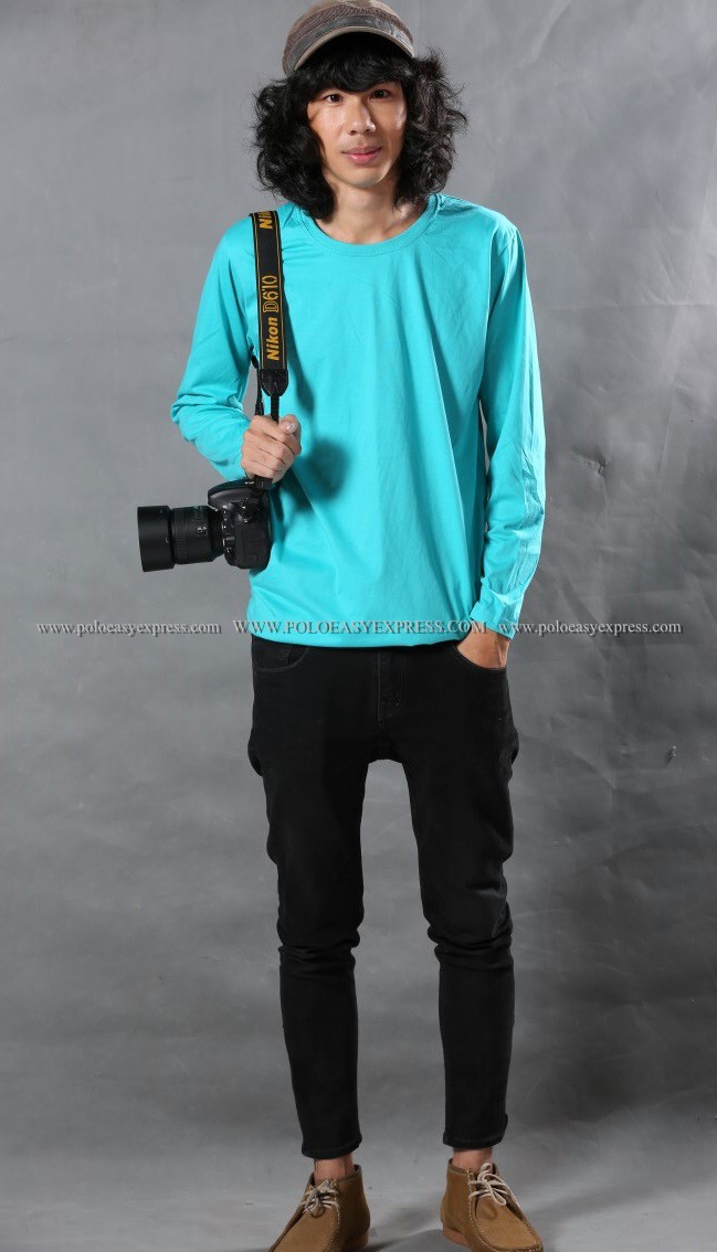 เสื้อยืด สีเขียวมิ้นต์ คอกลม แขนยาว Size