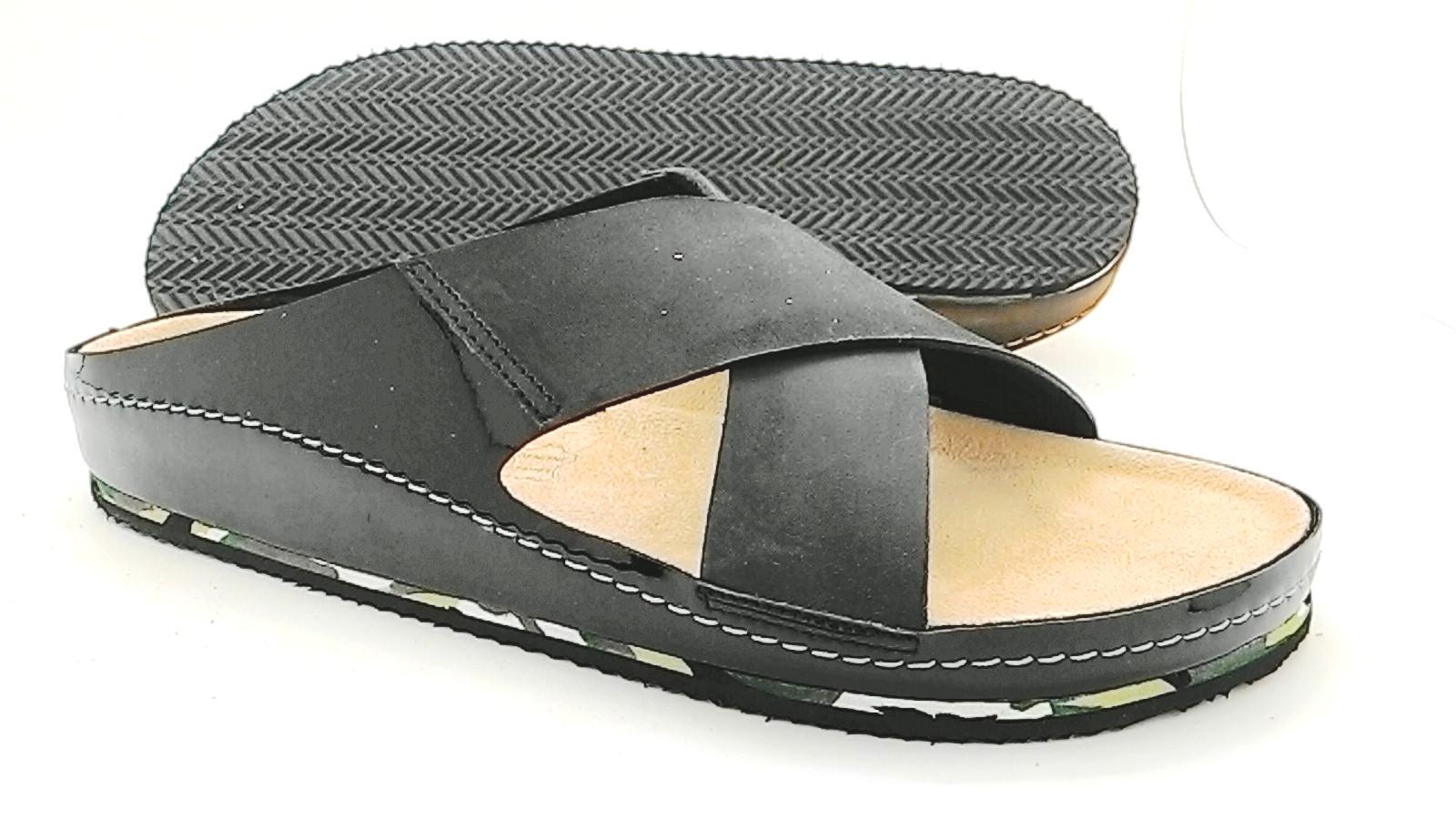 Cork sole leather sandals(men)