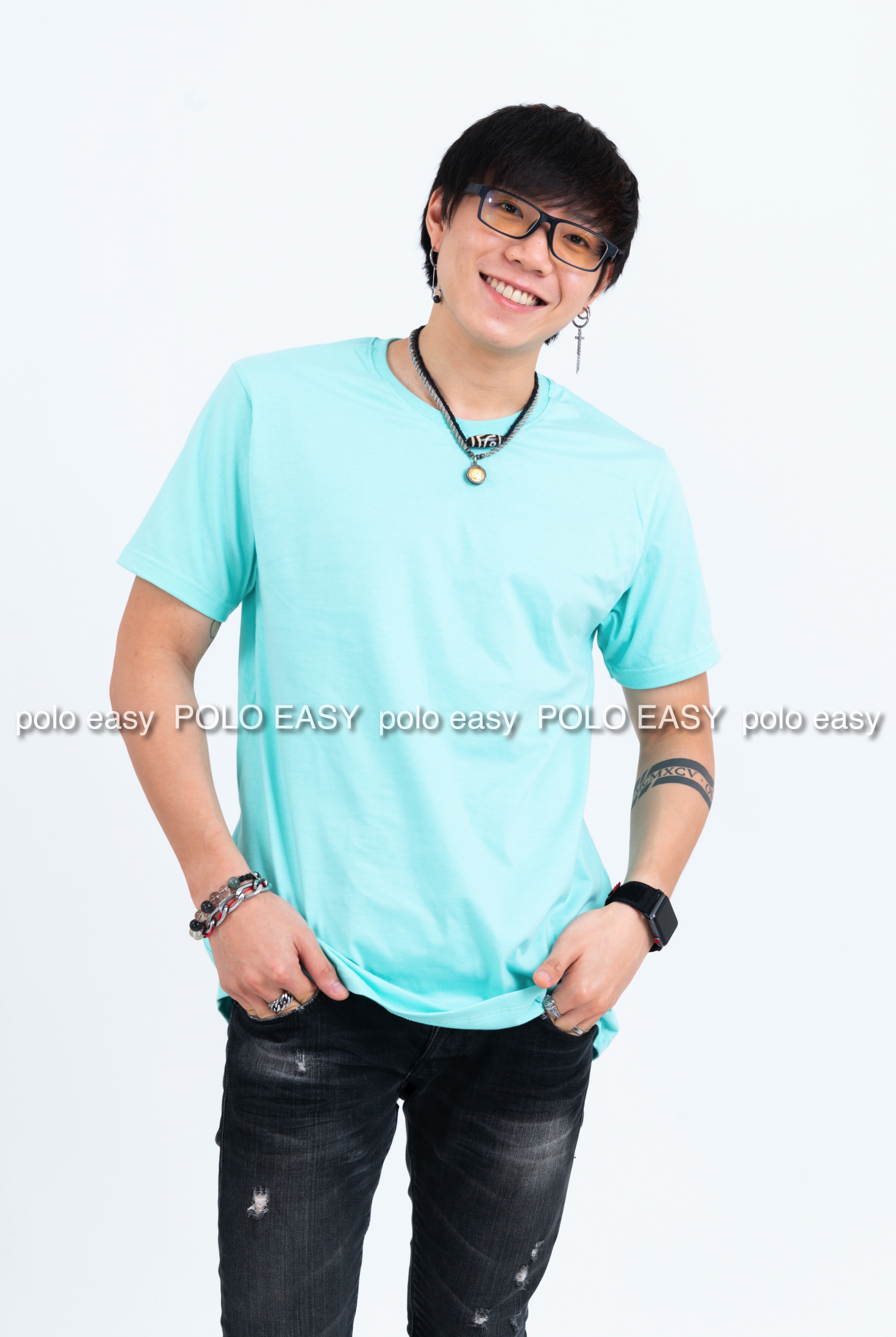 XL เสื้อยืด สีเขียวพาสเทล คอกลม แขนสั้น Size XL