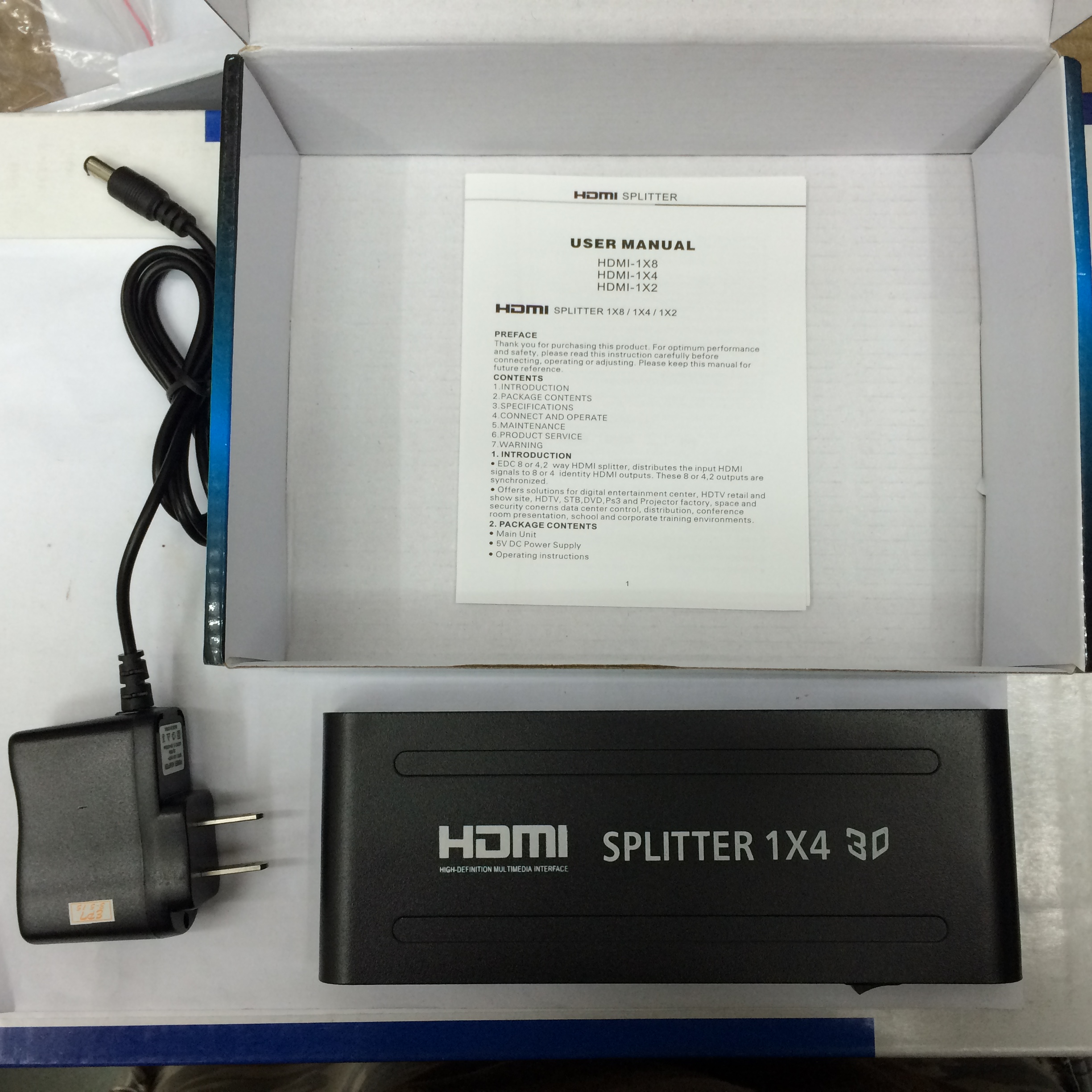 HDMI (V1.4 รองรับ 3D) Splitter 4 Port + Adapter