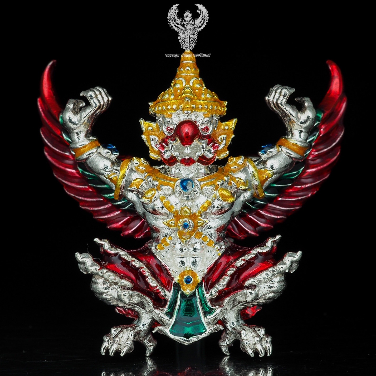 พญาครุฑ ราชาโชค หลวงพ่ออึ้ง วัดเชิงหวาย เนื้อเงินลงยาแดง