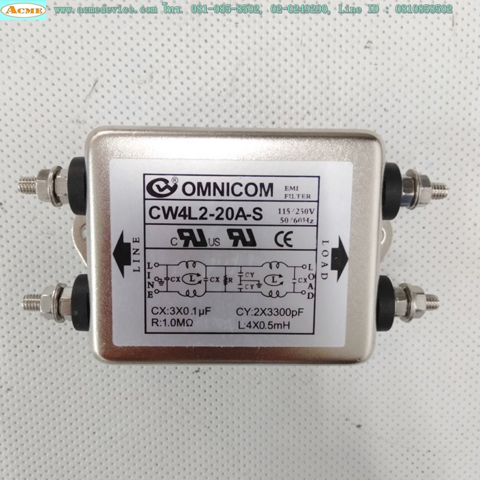 Noise Filter รุ่น CW4L2-20A-S, 115/250V, 20A (Screw)