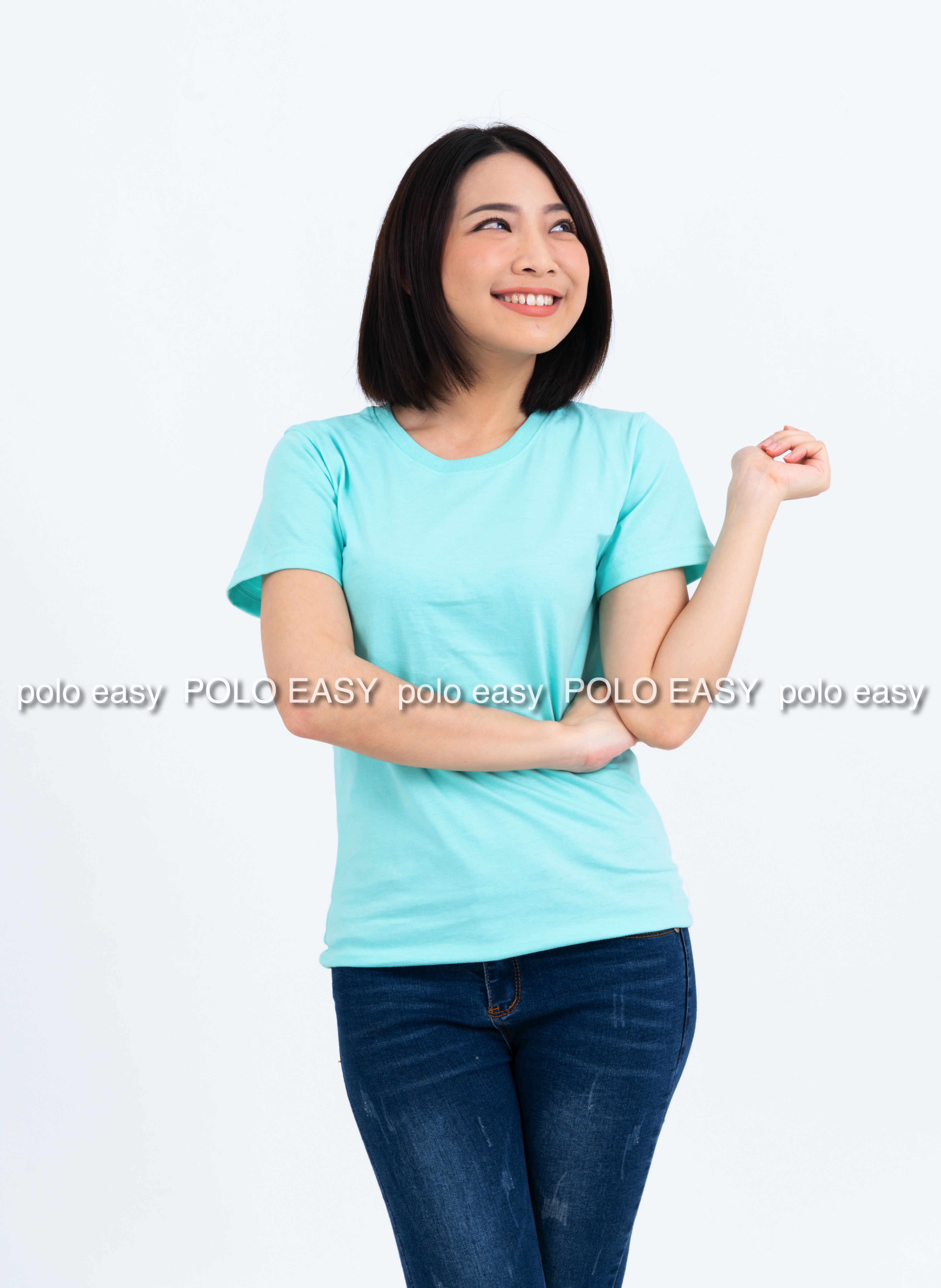 S เสื้อยืด สีเขียวพาสเทล คอกลม แขนสั้น Size S
