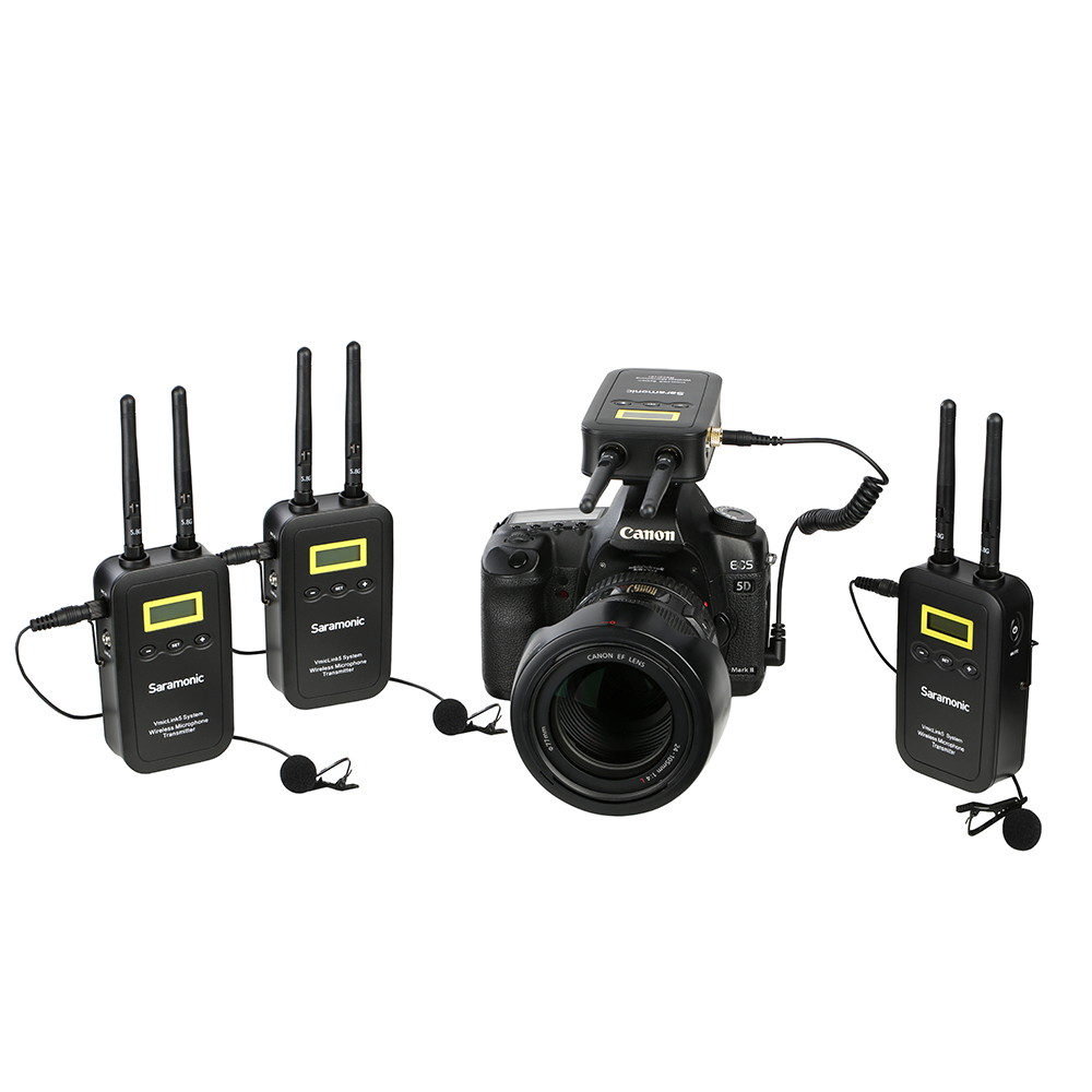 Saramonic VmicLink5 Set 3 Transmitter ไมค์ไวเลส ส่ง3 รับ 1 เหมาะสำหรับพิธีกรสามคน