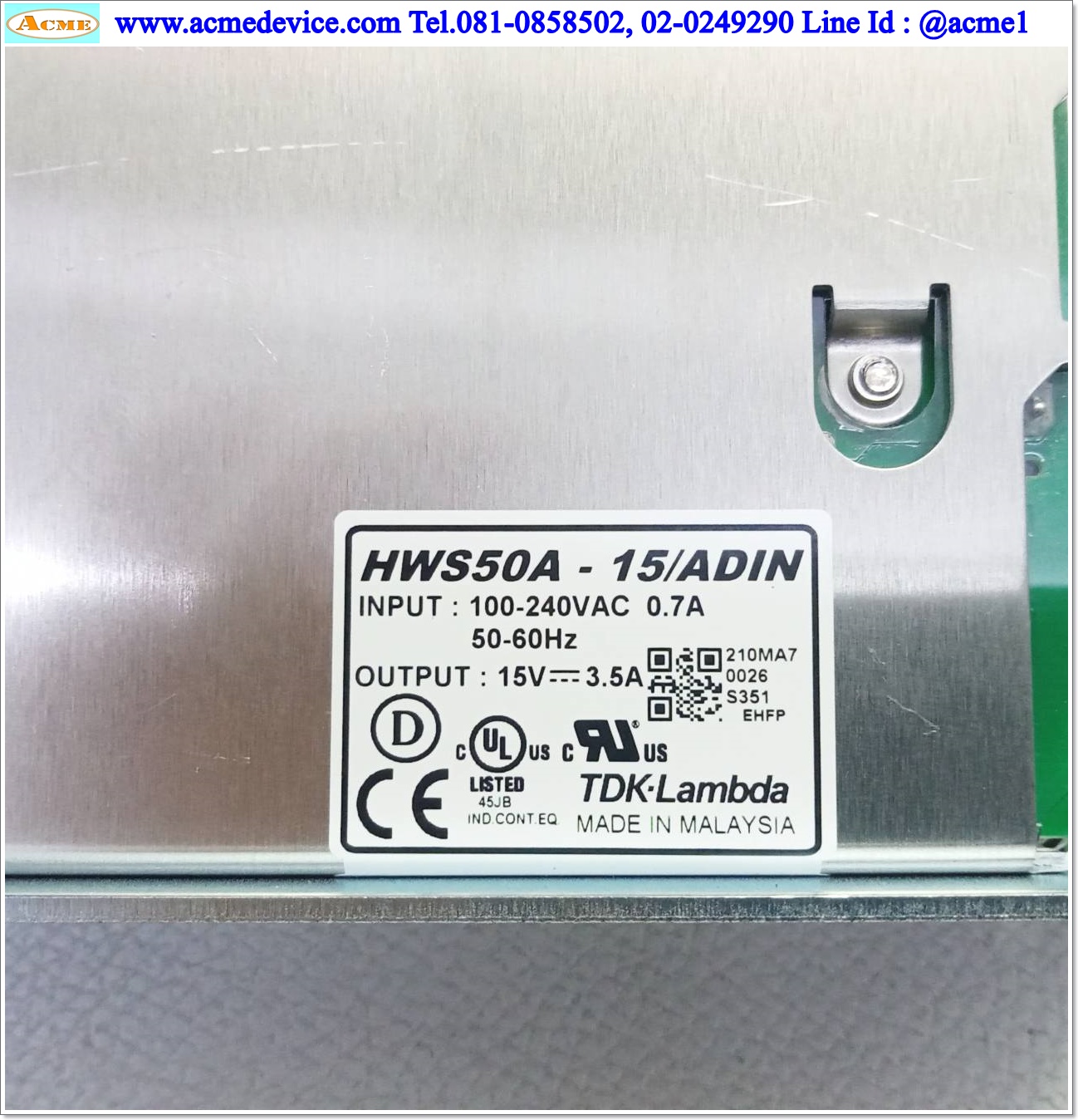 Power Supply TDK รุ่น HWS50A-15/ADIN, Output 15V, 3.5A, 50W