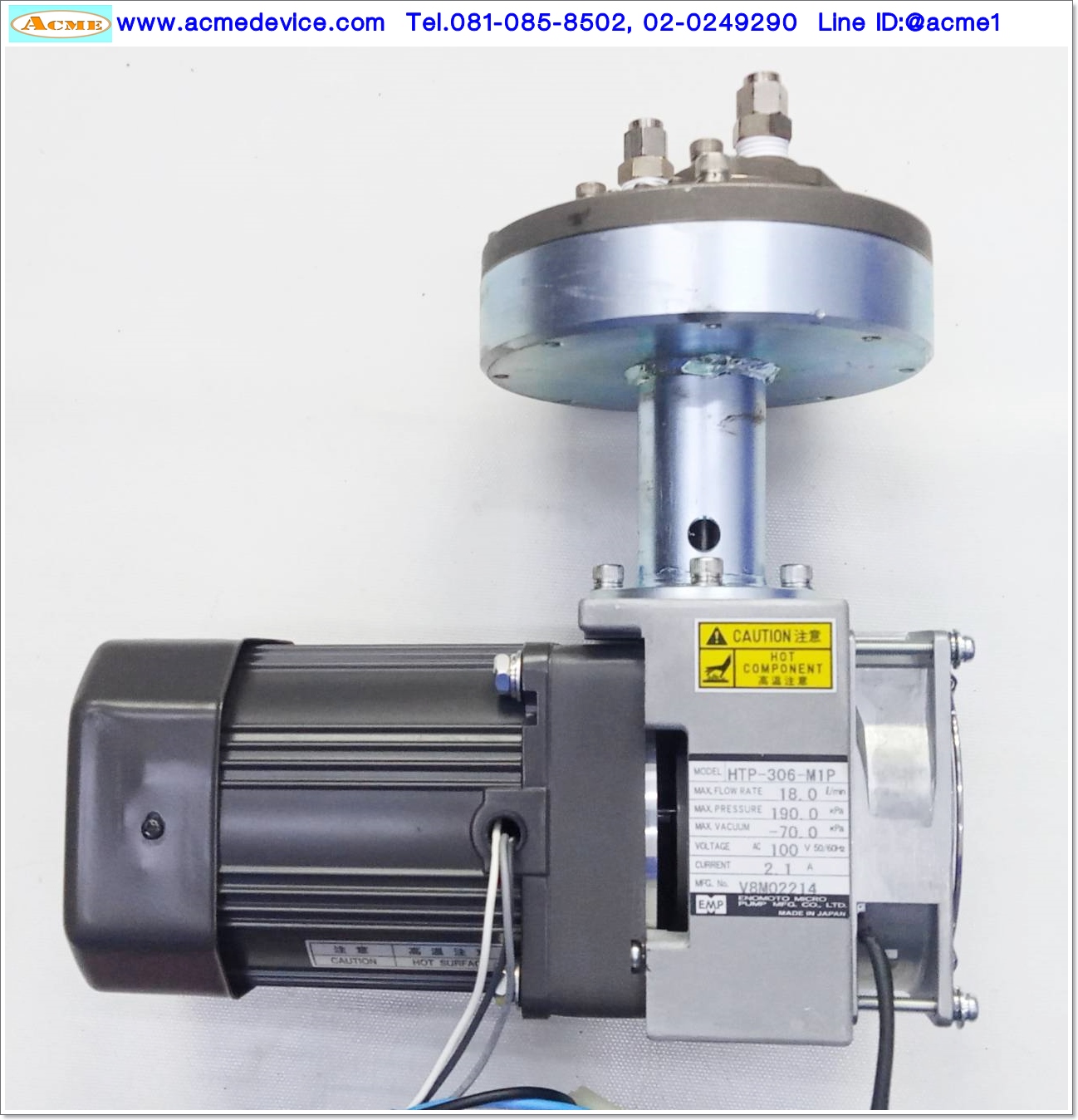 Vacuum Pump E.M.P รุ่น HTP-306-M1P, 18 L/min, -70 to 190 kPa, 100Vac