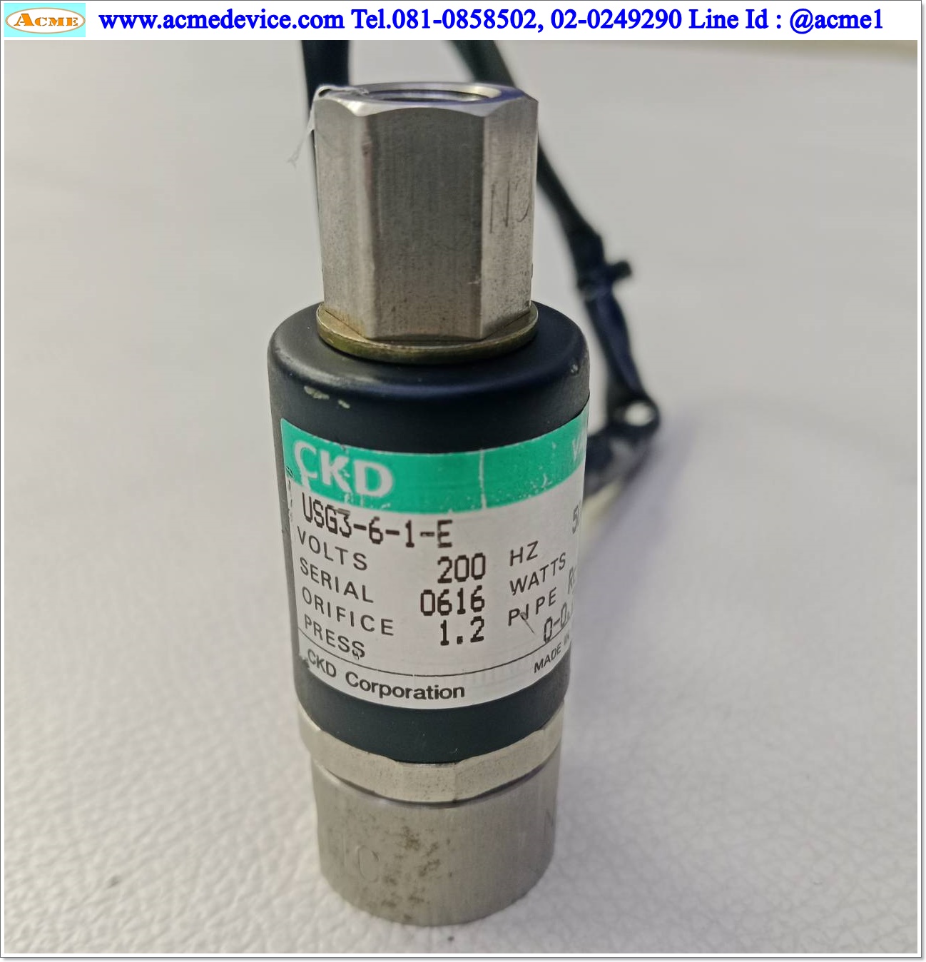 Solenoid Valve CKD รุ่น USG3-6-1-E, 0.7MPa, 1/8, 220V