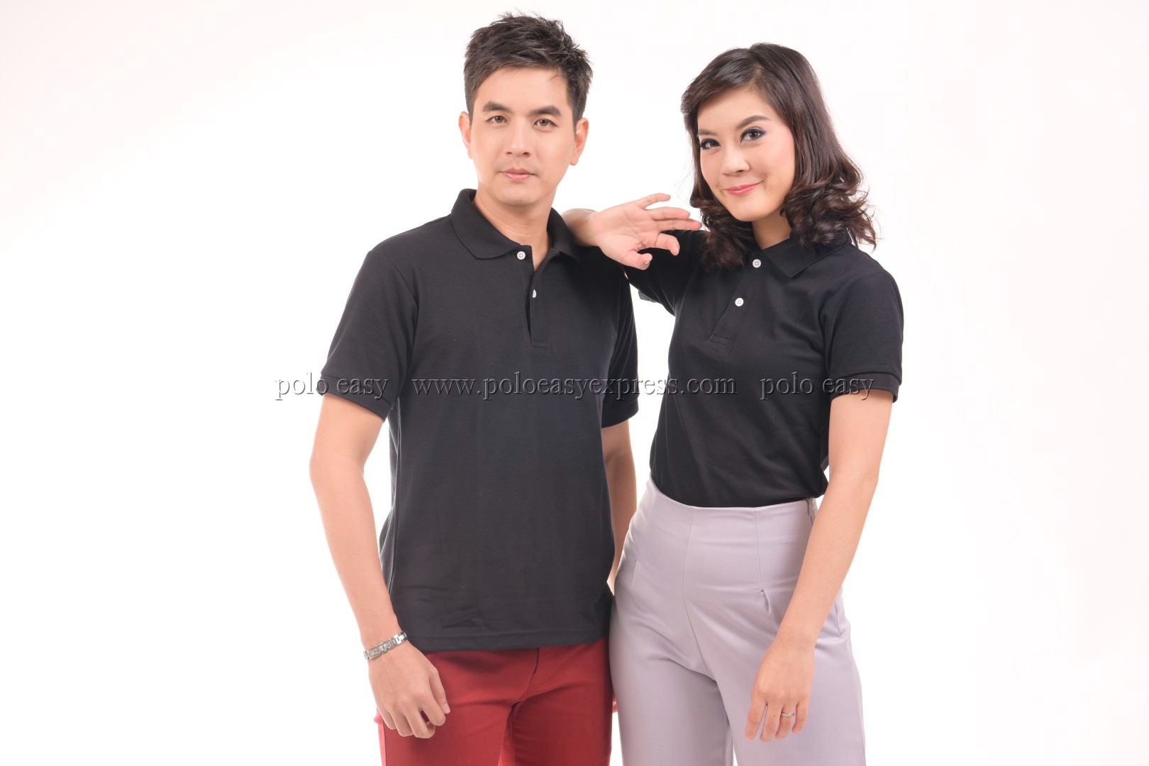 เสื้อโปโล สีดำ TK Premium แขนสั้น ทรงตรง Size 2XL