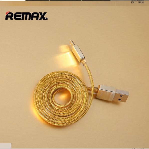 สายชาร์จ iPhone เคเบิลถักยาว100ซม. REMAX แท้ (สีทอง)
