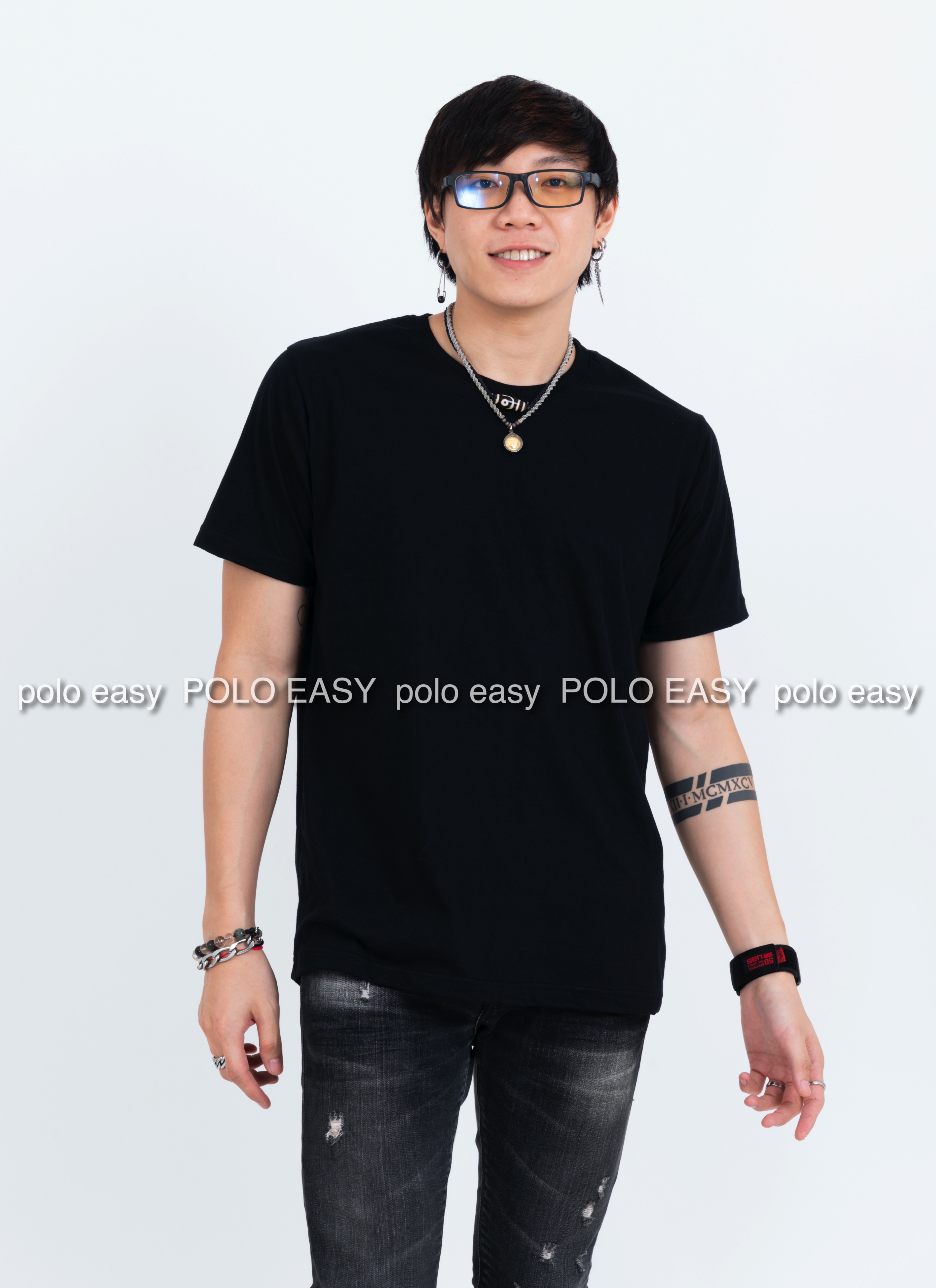 XL เสื้อยืด สีดำ คอกลม แขนสั้น Size XL