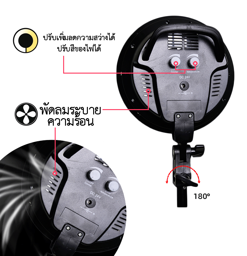 VolkWell Studio lighting kit รุ่น 45WX2 สำหรับถ่ายภาพสินค้า บุคคล ติดบัตร และถ่ายวิดีโองานสัมภาษณ์ ถ่ายยูทูป