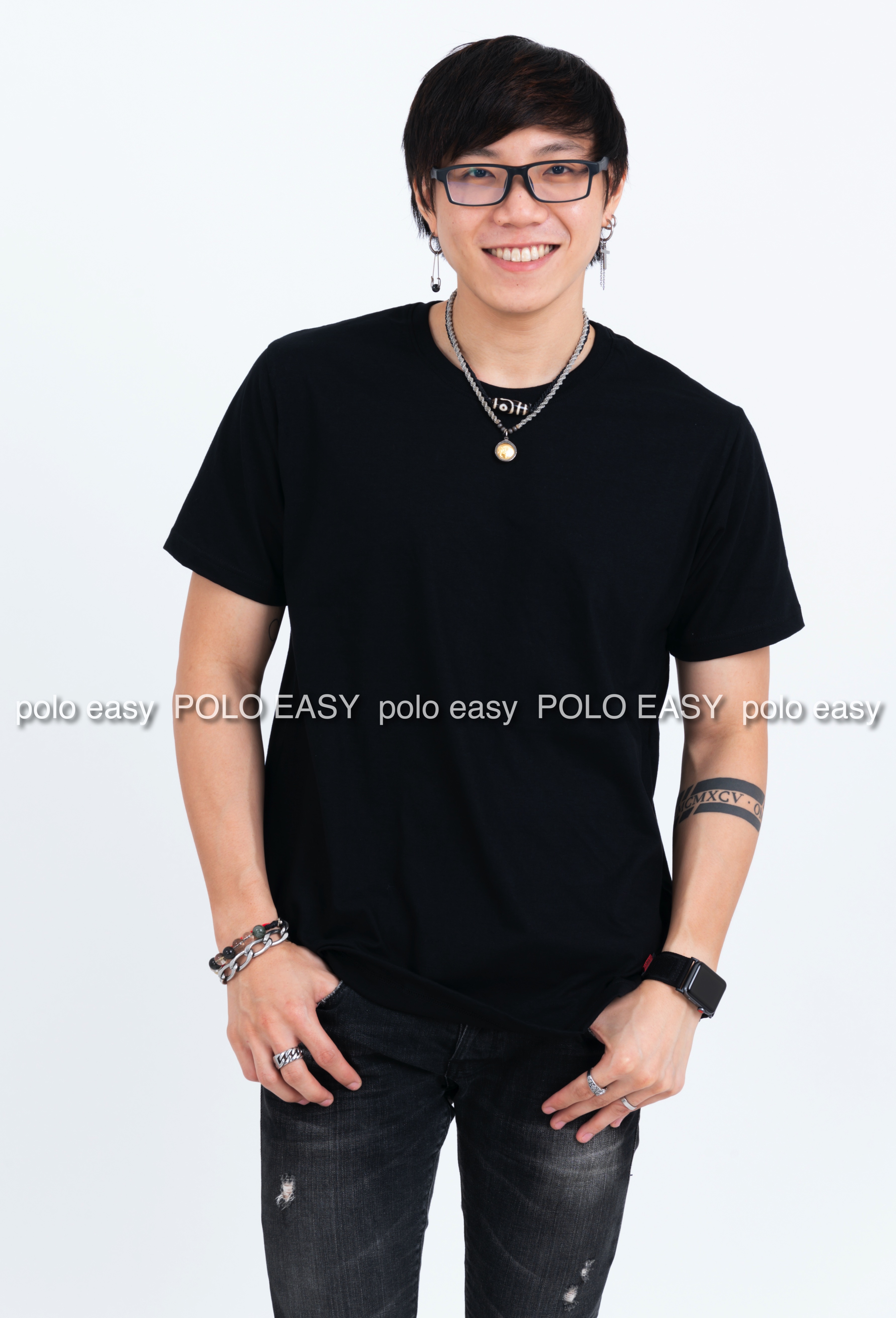 XL เสื้อยืด สีดำ คอกลม แขนสั้น Size XL