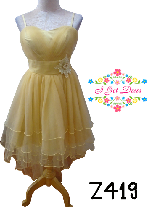 ราตรีสั้นสีทองหน้าสั้นหลังยาว(ฟรีไซส์)