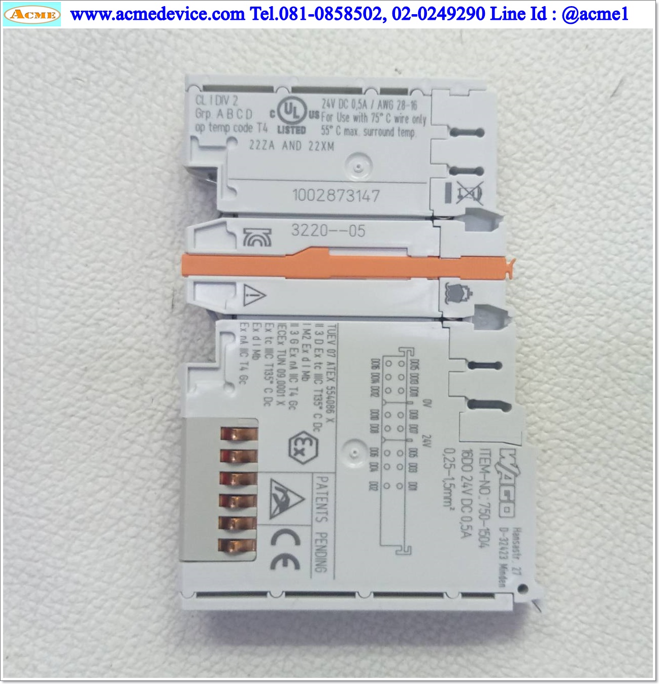 PLC Wago รุ่น 750-1504, Voltage 24Vdc, 0.5A, 16-Channel Digital Output
