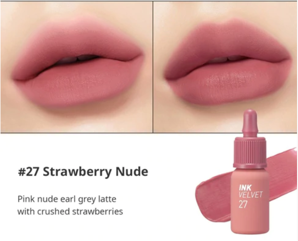 ลิปเพริเพร่า Peripera Lip Ink Velvet 4g #27 Strawberry Nude