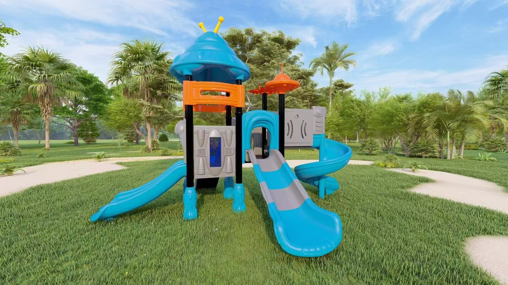 เครื่องเล่นสนาม ชุด Little Explorer's House พร้อสไลเดอร์วนหรรษา
