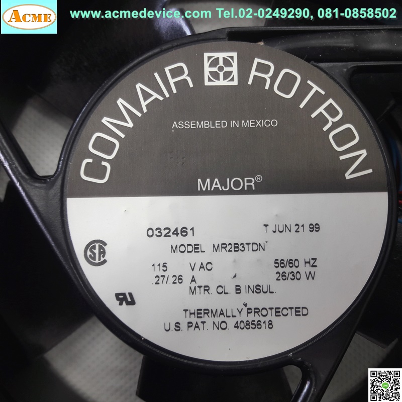 Cooling Fan Comaip Rotron รุ่น MR2B3TDN, 115VAC, ขนาด 7 นิ้ว, 26/30w (172x150x51mm,Aluminum Frame)