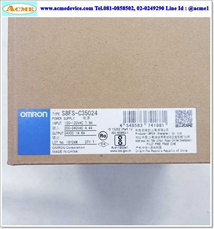 Power Supply Omron รุ่น S8FS-C35024, Output 24V, 14.6A, 350w