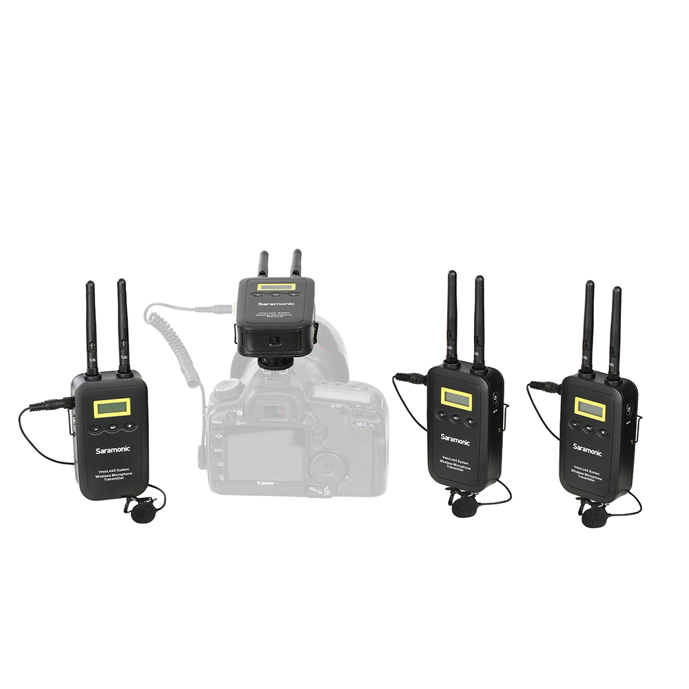 Saramonic VmicLink5 Set 3 Transmitter ไมค์ไวเลส ส่ง3 รับ 1 เหมาะสำหรับพิธีกรสามคน