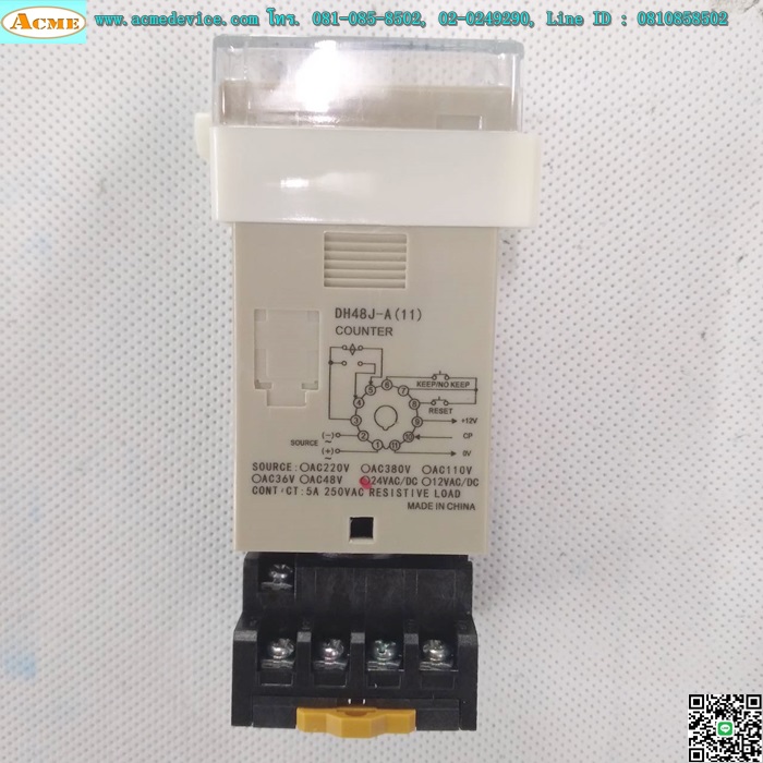 Digital Counter รุ่น DH48J-11A + Socket รุ่น PF-113A, 0-999900, 4 digit, NPN, AC/DC 24V