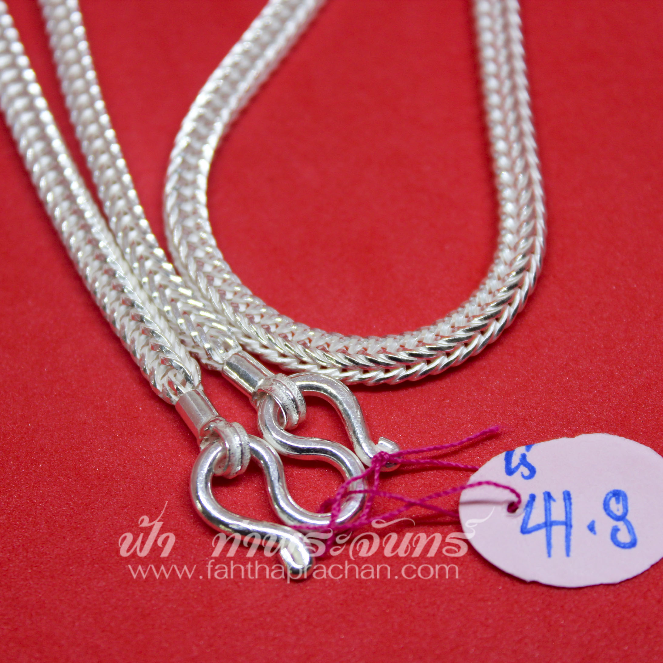 สร้อยคอลายสี่เสา เงินแท้