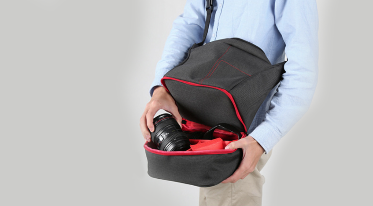 กระเป๋ากล้องยี่ห้อHUWANG สำหรับกล้อง DSLR ใส่เลนส์ได้ 2 ตัว แฟลช 1 ตัว ราคาถูก