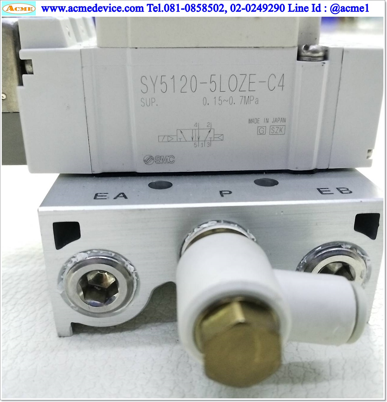 Solenoid Valve SMC รุ่น SY5120-5LOZE-C4 (3), 5/2, Coil 24 Vdc (สายลม 6 มม.)
