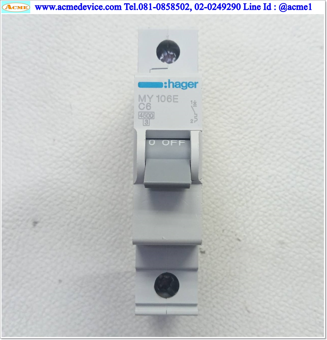 Breaker 1P Hager รุ่น MY 106E C6, 6A