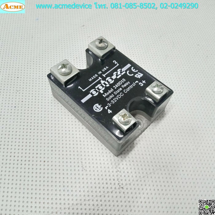 Solid State Relay OPTO รุุ่น 240D10, Input 3 to 32 Vdc, Output 280Vac 10A