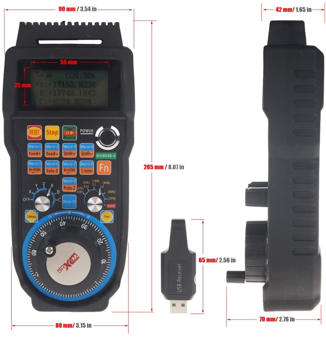 Wireless CNC Handwheel MACH3 6 Axis Pulse Pendant MPG สำหรับเครื่อง mini CNC