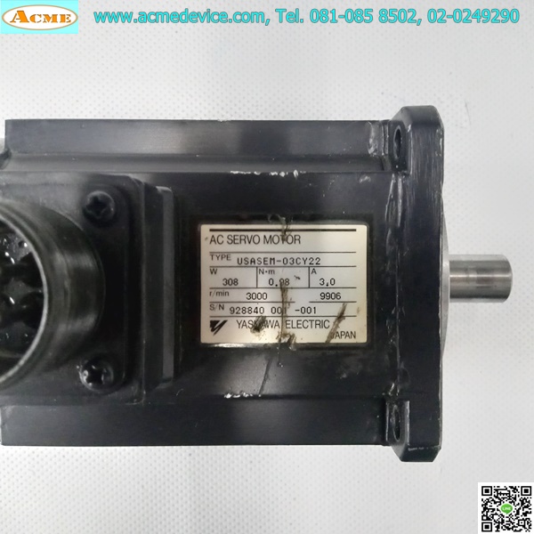 Servo Motor Yaskawa รุ่น USASEM-03CY22, 308W, 3000 r/min