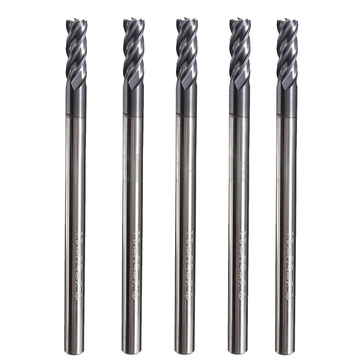 คาร์ไบด์ End Mill 4 ฟัน 5 ดอก ขนาด 3 มม. Shank ทังสเตน Coated CNC Milling Tool