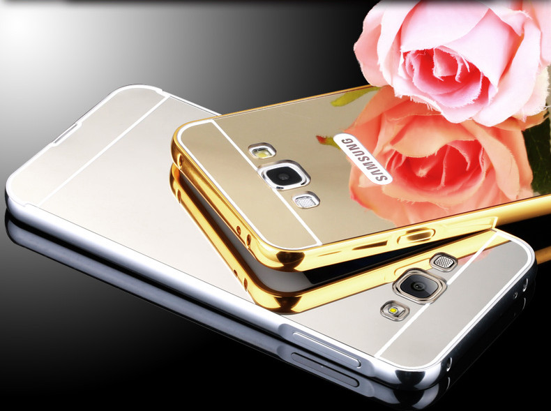 เคส A8 A8000 กรอบอลูมิเนียม+ฝาหลังอะคริลิค สะท้อน (สีทอง/เงิน/ดำ/ชมพู)