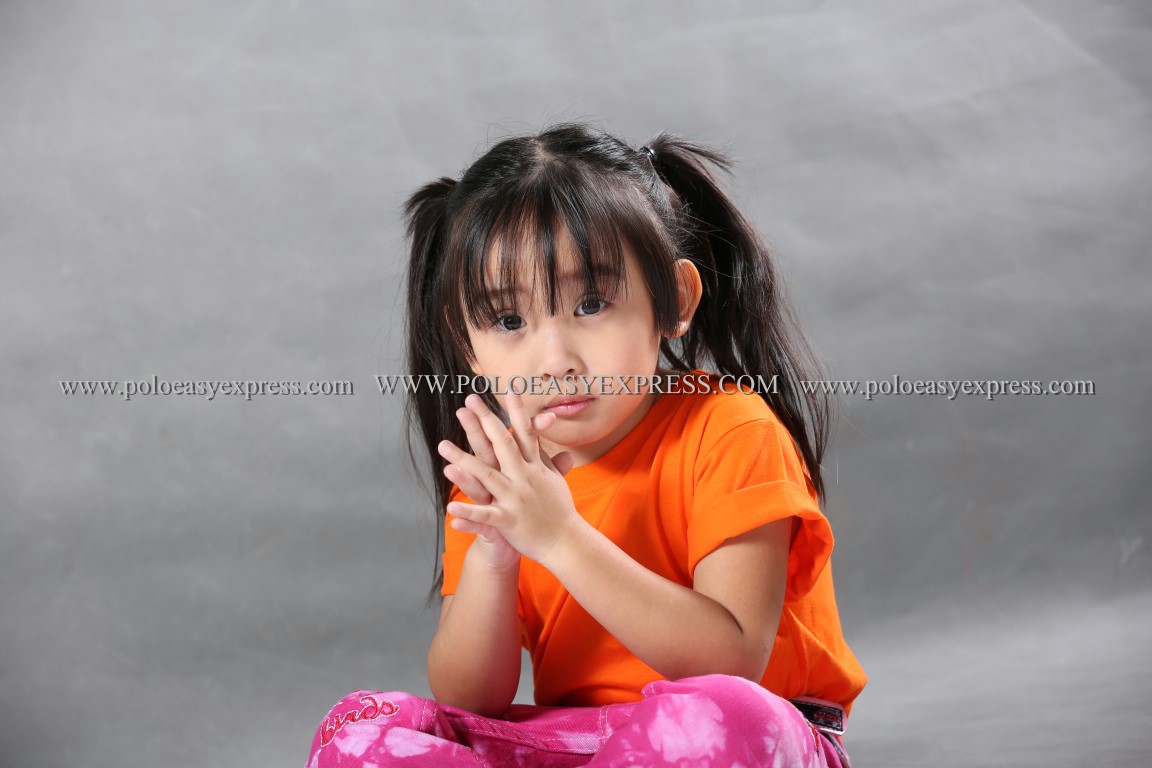 เสื้อยืดเด็ก สีส้ม คอกลม แขนสั้น Size S