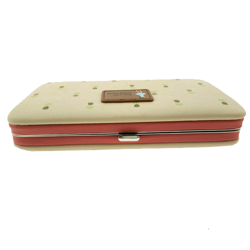 กระเป๋าใส่มือถือ/สตางค์/นามบัตร ขนาด L (สีน้ำตาลอ่อน ด้านในสีชมพู)