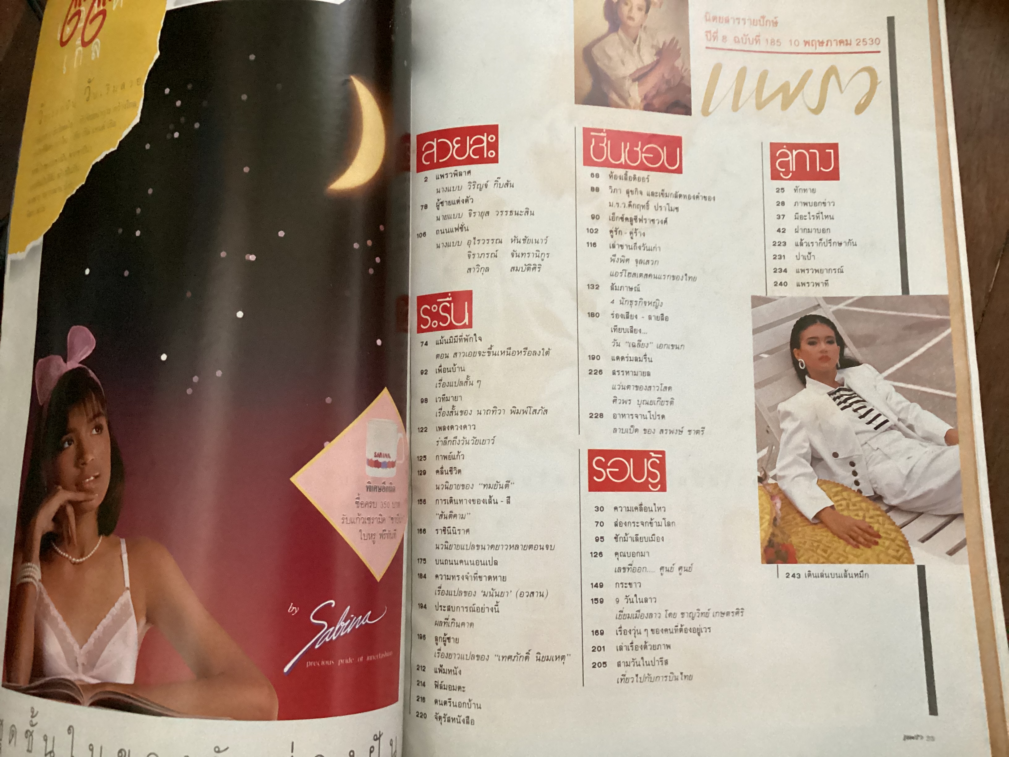 แพรว 10 พฤษภาคม 2530 ปก แอน สิเรียม ด้านใน โจนูโว ราคา 80