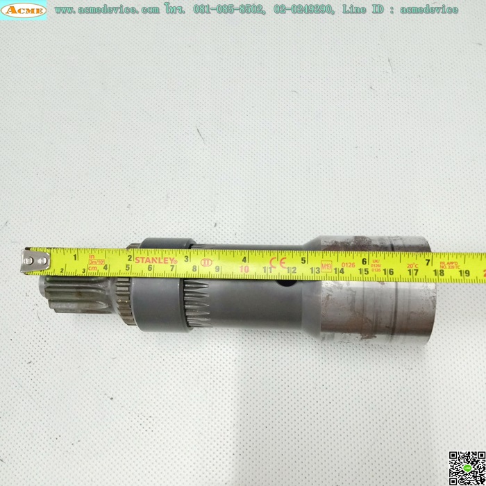 เพลาเกียร์มอเตอร์ ขนาดเพลาโต 29 mm., ยาว 180 mm., เพลาเข้า 28 mm., 14 ฟัน